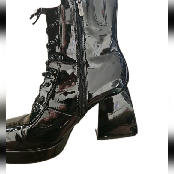 Sam Edelman Circus Womens Black Patent Leather Kia Gothic Punk Platform Boots 11 - Picture 11 of 16